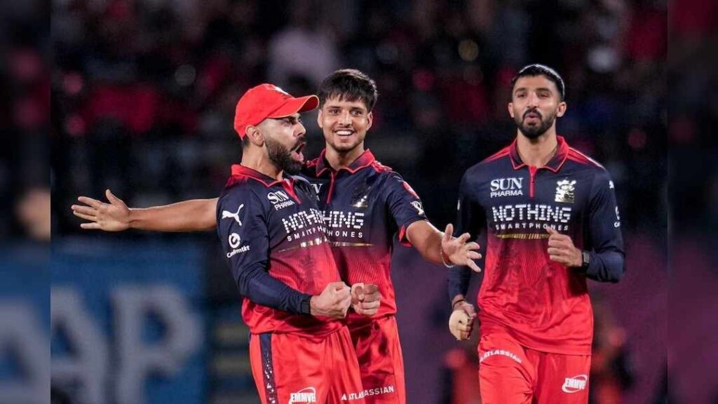 RCB players celebrating in RCB vs GT Qualifier 1 RCB players celebrating in RCB vs GT Qualifier 1