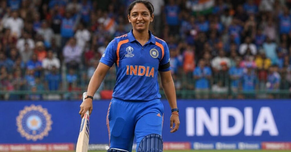 India captain Harmanpreet Kaur walks onto the field during the Women’s T20 World Cup 2026.