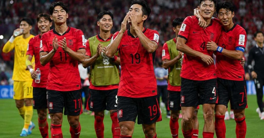 South Korea players celebrate at the FIFA World Cup 2026 match win against Czechia