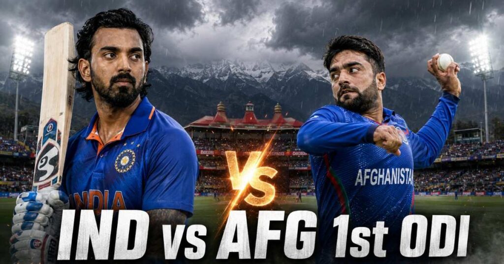 KL Rahul and Rashid Khan face off ahead of the IND vs AFG 1st ODI in Dharamshala.