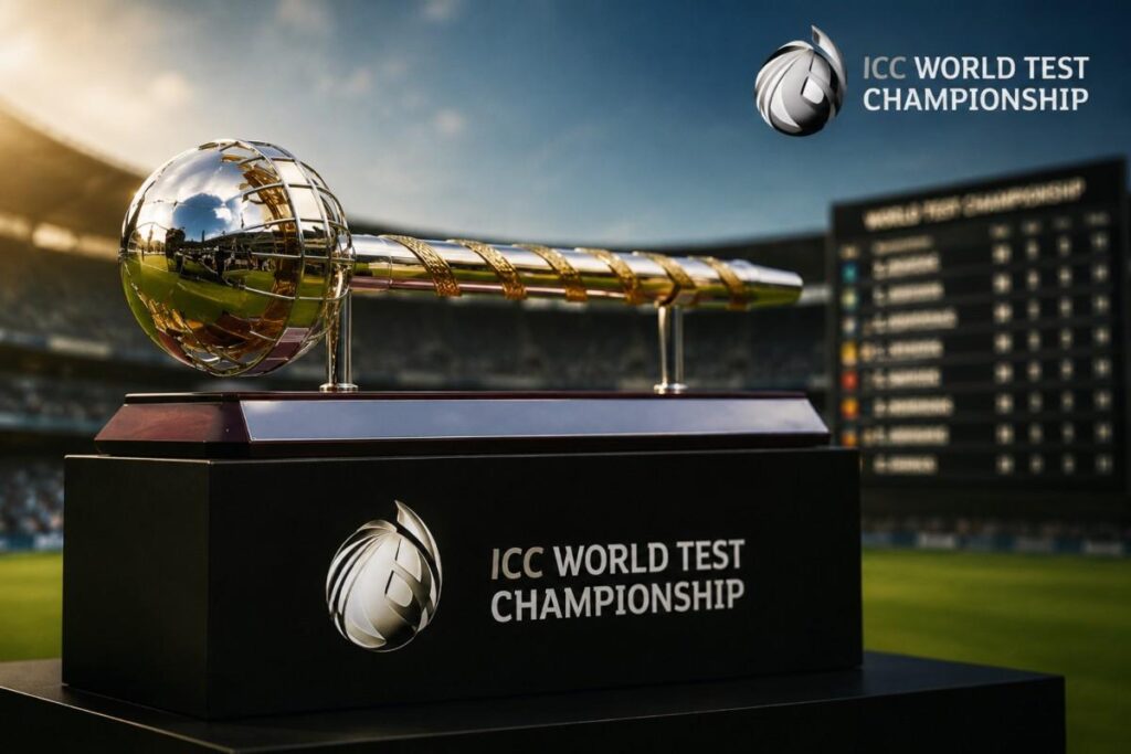 WTC trophy displayed ahead of the 2025-27 championship cycle
