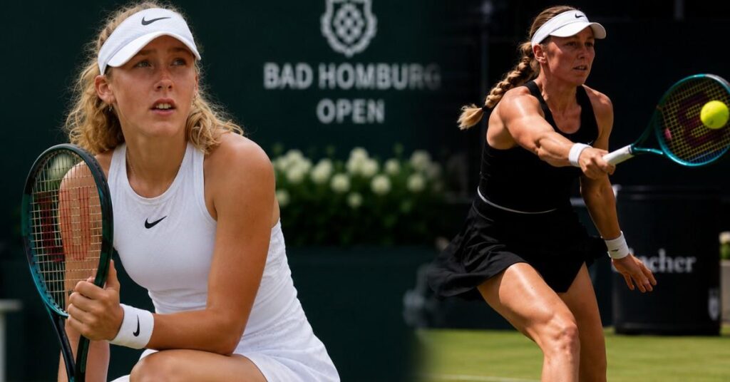 Mirra Andreeva and Ekaterina Alexandrova during Bad Homburg Open clash.