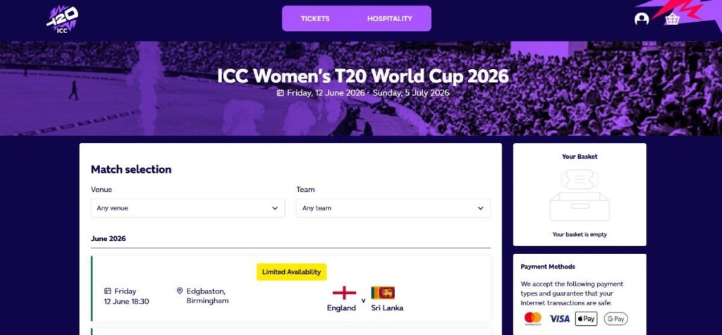 ICC ticketing website ICC ticketing website Page