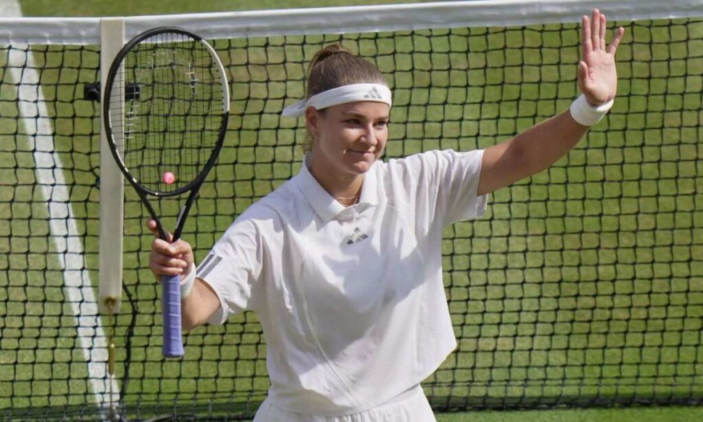 Karolína Muchová after beating Coco Gauff in Wimbledon 2026 Semifinal Karolína Muchová after beating Coco Gauff in Wimbledon 2026 Semifinal