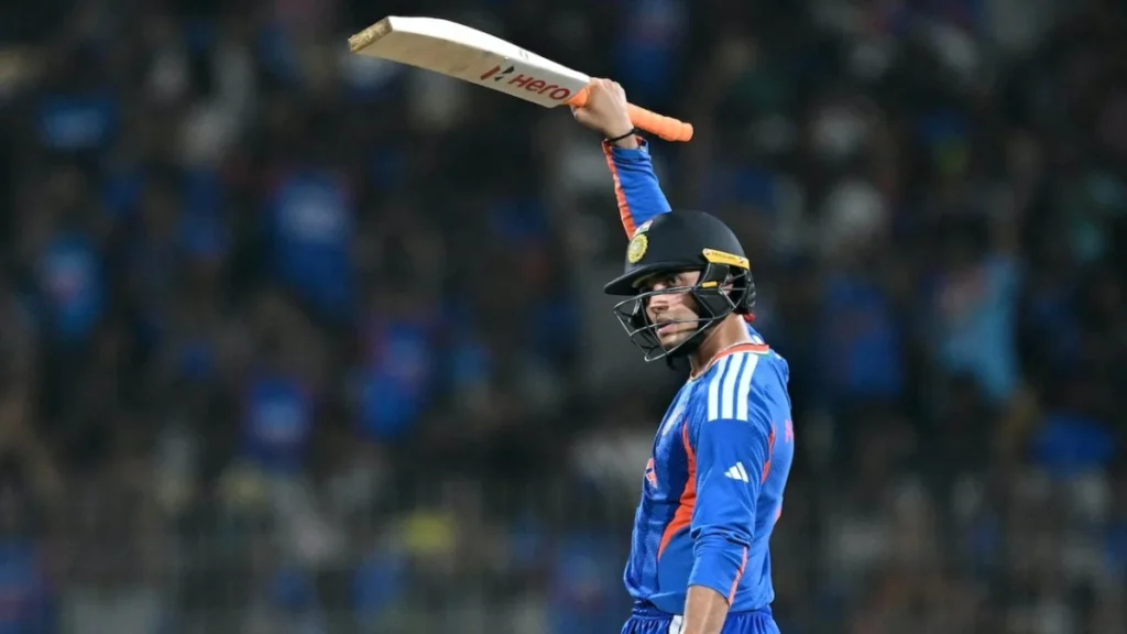 Abhishek Sharma, after scoring a half-century in the 2026 ICC Men's T20 World Cup Match against Zimbabwe Abhishek Sharma, after scoring a half-century in the 2026 ICC Men's T20 World Cup Match against Zimbabwe