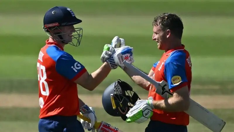 Jos Buttler and Harry Brook in ENG vs Ind 5th T20I Jos Buttler and Harry Brook in ENG vs Ind 5th T20I