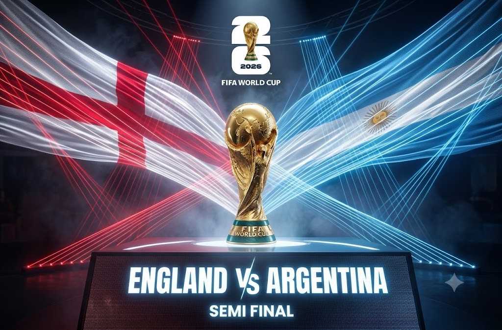 England vs Argentina 2026 World Cup semifinal poster. England vs Argentina 2026 World Cup semifinal poster.