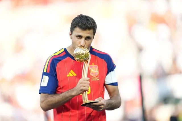 Rodri with the FIFA World Cup 2026 Golden Ball Award Rodri with the FIFA World Cup 2026 Golden Ball Award