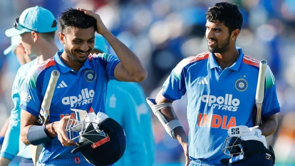 Axar Patel and Washington Sundar happy after winning the 1st ODI series against England Axar Patel and Washington Sundar happy after winning the 1st ODI series against England