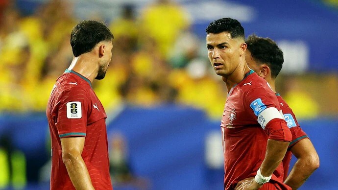 Ronaldo in the Portugal vs Croatia Round of 32 game Ronaldo in the Portugal vs Croatia Round of 32 game