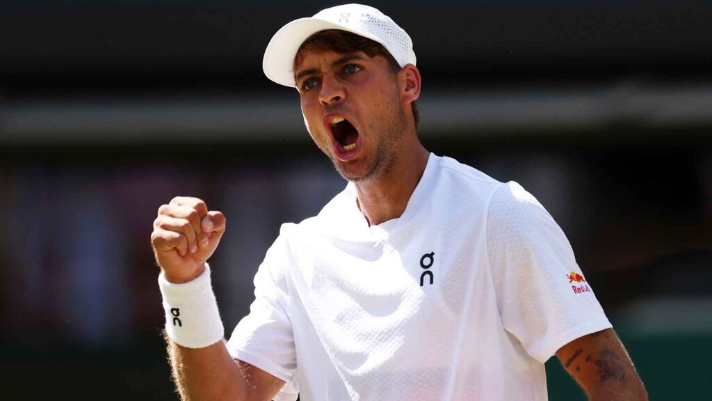 Flavio Cobolli after defeating Alex de Minaur in Wimbledon 2026 R16 Flavio Cobolli after defeating Alex de Minaur in Wimbledon 2026 R16