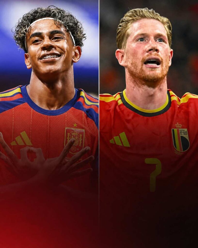 Lamine Yamal and Kevin De Bruyne from Spain and Belgium Lamine Yamal and Kevin De Bruyne from Spain and Belgium