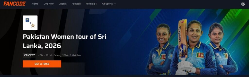 Fancode Website Page of the Pakistan Women's Tour of Sri Lanka 2026 Fancode Website Page of the Pakistan Women's Tour of Sri Lanka 2026
