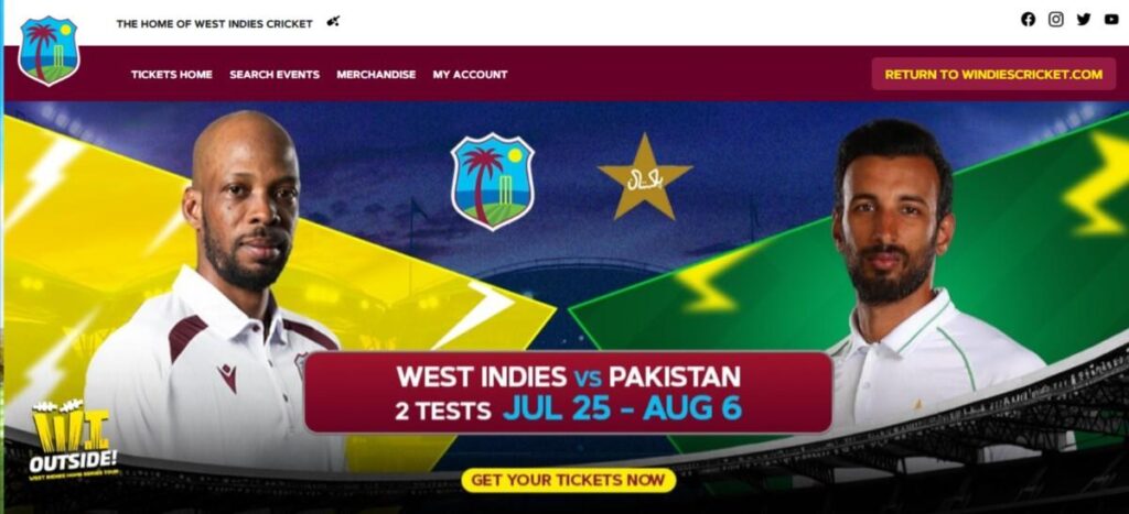 Cricket West Indies Ticket Booking Page Cricket West Indies Ticket Booking Page
