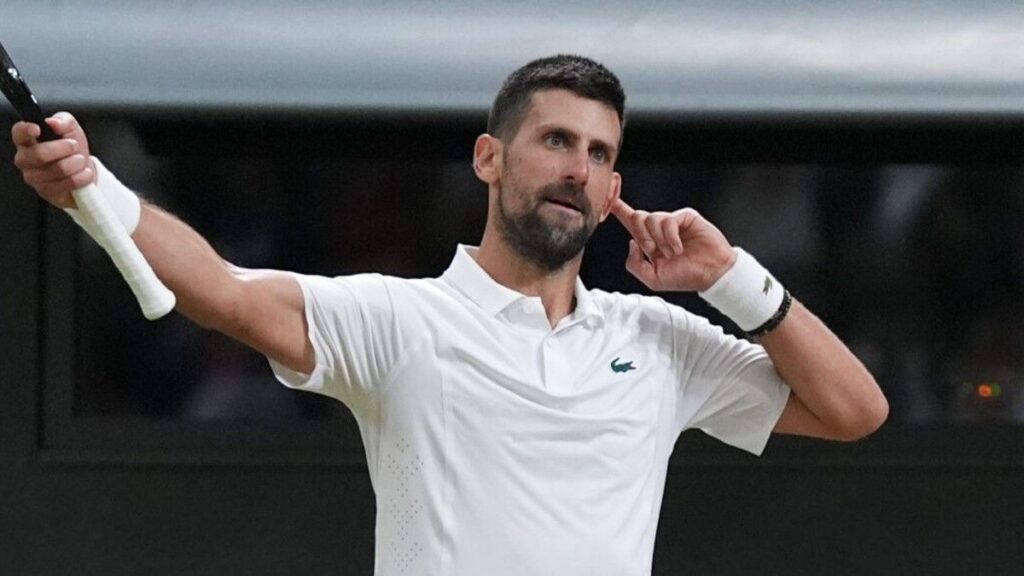 Novak Djokovic after defeating F. Auger-Aliassime in Wimbledon 2026 Novak Djokovic after defeating F. Auger-Aliassime in Wimbledon 2026