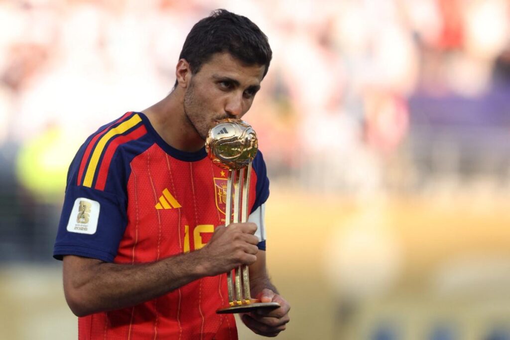 Rodri in the FIFA World Cup 2026 after winning the Golden Ball Award Rodri in the FIFA World Cup 2026 after winning the Golden Ball Award