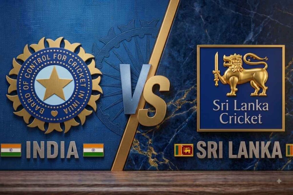Graphic Illustration of India vs Sri Lanka cricket logos ahead of India Tour of Sri Lanka 2026 Graphic Illustration of India vs Sri Lanka cricket logos ahead of India Tour of Sri Lanka 2026