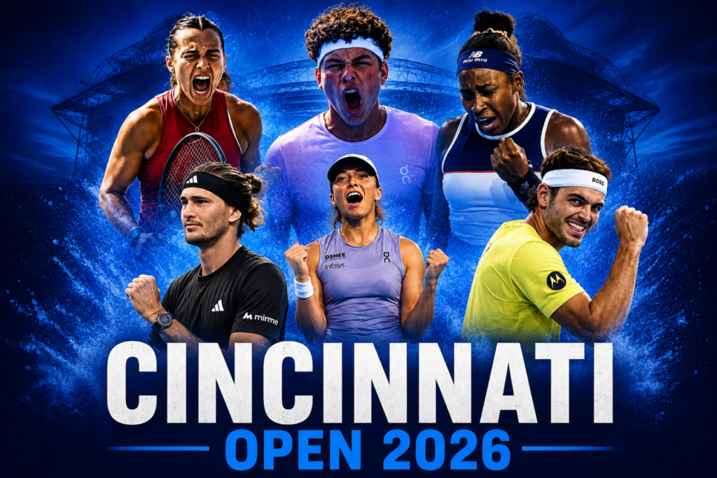 Key players of the Cincinnati Open 2026 shown in an illustrative tennis graphic.