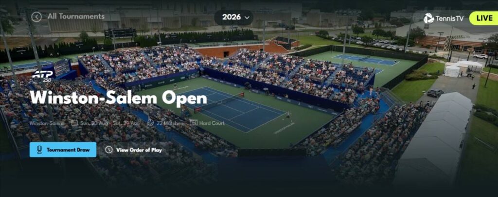 Tennis TV Home Page for Winston-Salem Open 2026 Tennis TV Home Page for Winston-Salem Open 2026