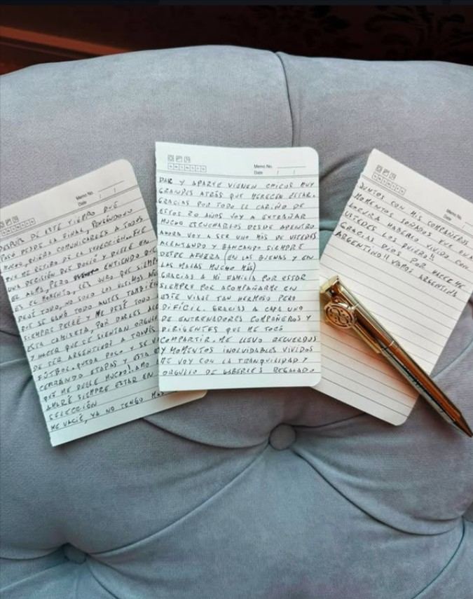 Lionel Messi's handwritten statement posted on Instagram about retirement Lionel Messi's handwritten statement posted on Instagram about retirement