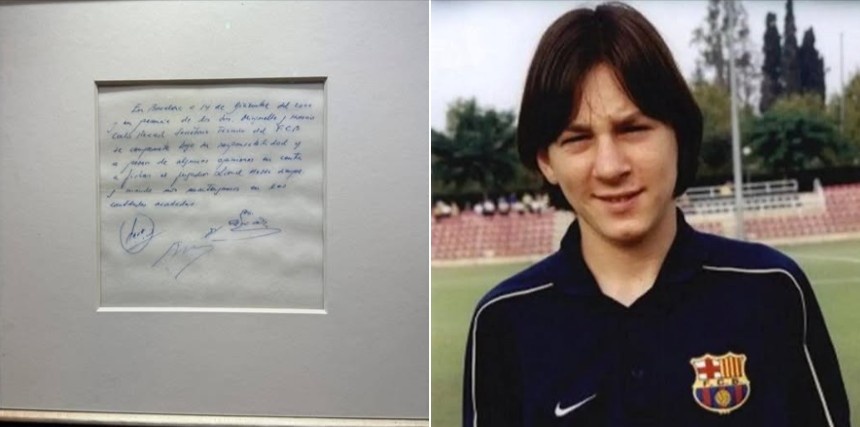 Lionel Messi and Barcelona's napkin contract (6 words) Lionel Messi and Barcelona's napkin contract