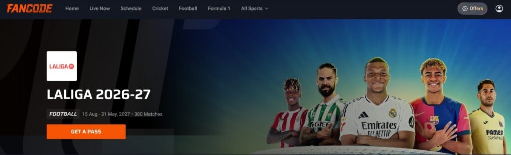 Fancode page for La Liga 2026–27 Fancode page for La Liga 2026–27