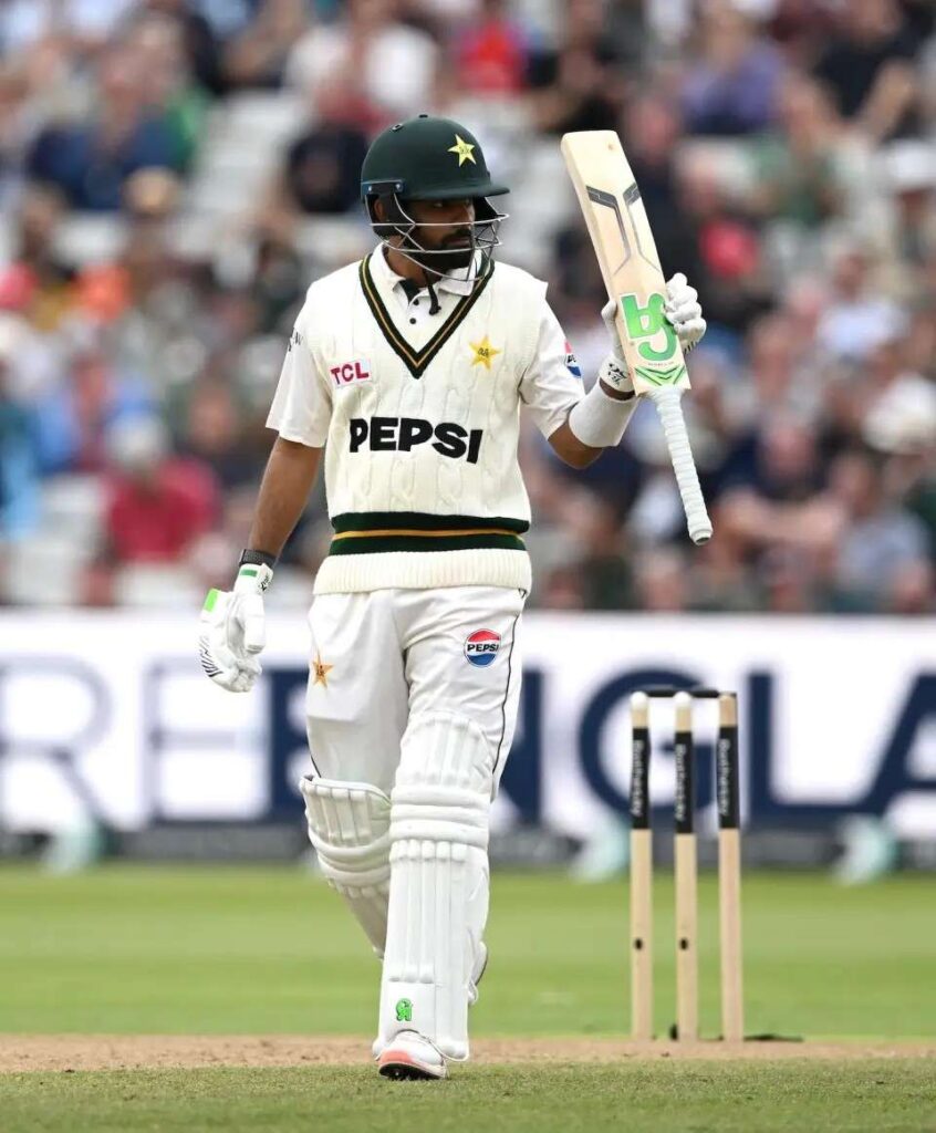 Babar Azam celebrates his first fifty during Pakistan’s third Test against England at Edgbaston, Babar Azam celebrates his first fifty during Pakistan’s third Test against England at Edgbaston,