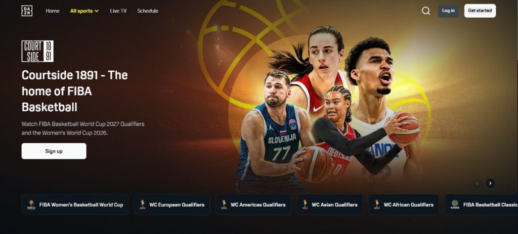DAZN live Streaming page for FIBA Basketball games DAZN live Streaming page for FIBA Basketball games