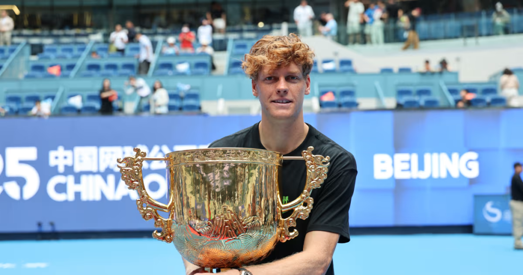 Jannik Sinner with the trophy after winning the China Open 2025 Jannik Sinner with the trophy after winning the China Open 2025