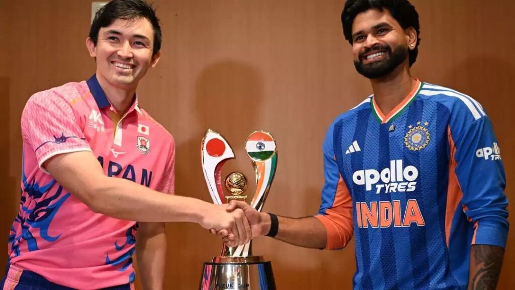 Japan captain shaking hands with India Captain ahead of Japan vs India T20I 2026 Japan captain shaking hands with India Captain ahead of Japan vs India T20I 2026