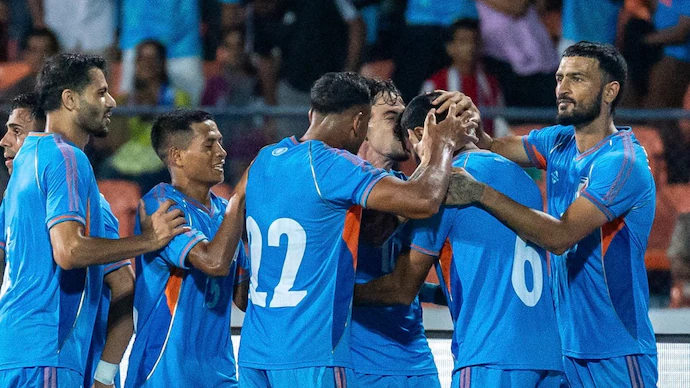 Indian Football Team Players during a match against Panama Indian Football Team Players during a match against Panama