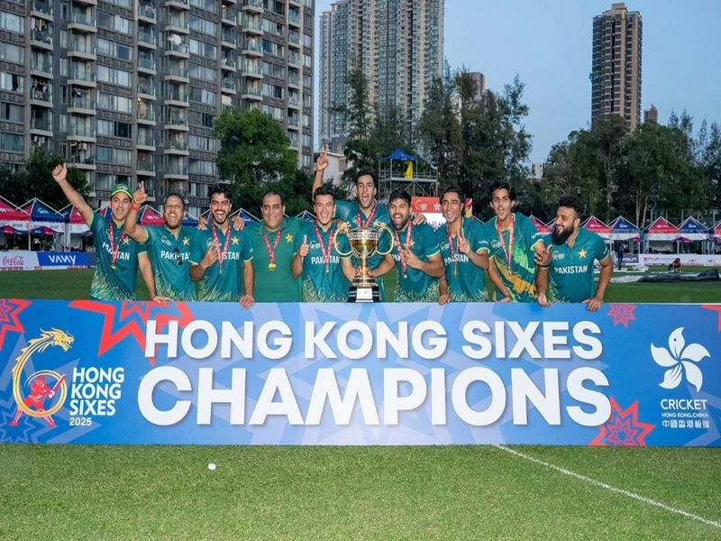 Pakistan Team celebrating after winning the Hong Kong Sixes 2025 Tournament Pakistan Team celebrating after winning the Hong Kong Sixes 2025 Tournament