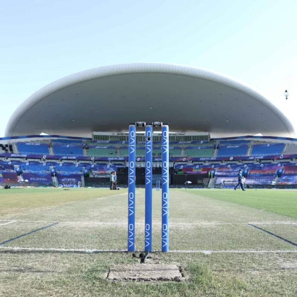 Pitch of Zayed Cricket Stadium from earlier matches Pitch of Zayed Cricket Stadium from earlier matches