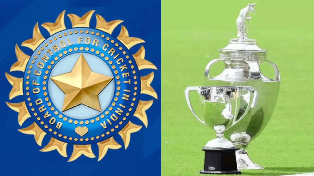 BCCI Logo and Ranji Trophy 2026–27 trophies BCCI Logo and Ranji Trophy 2026–27 trophies